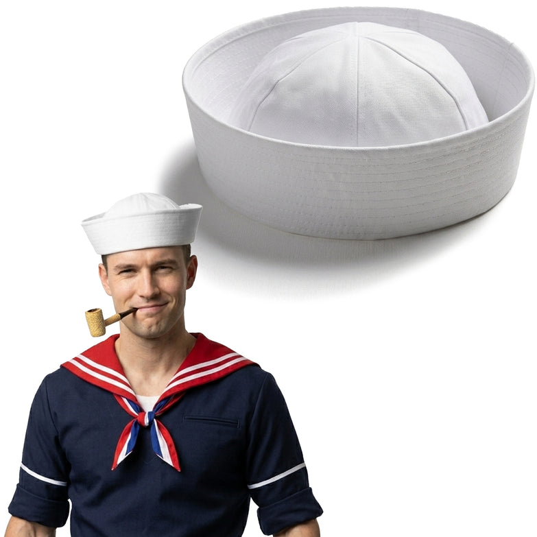 Adult White Sailor Doughboy Cap