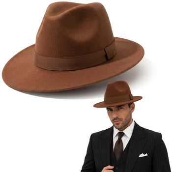 Adult Brown Fedora Hat